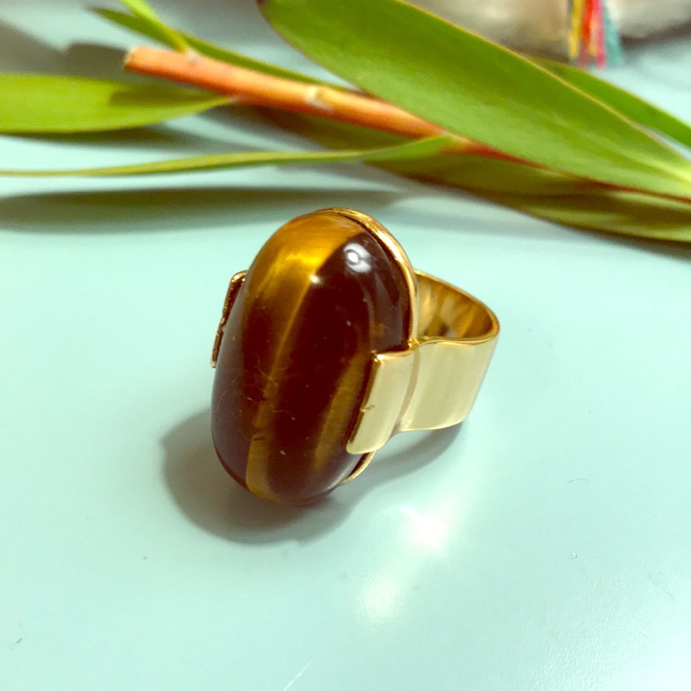 Tiger Eye semiprecious stone ring